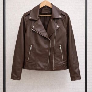 Cazadora de polipiel marrón chocolate