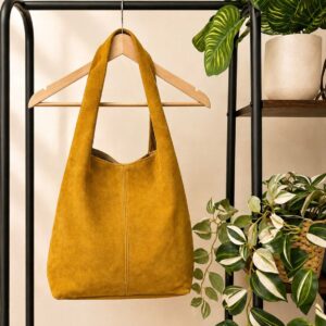 Bolso saco serraje mostaza