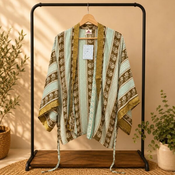 Kimono Indi ocre/turquesa
