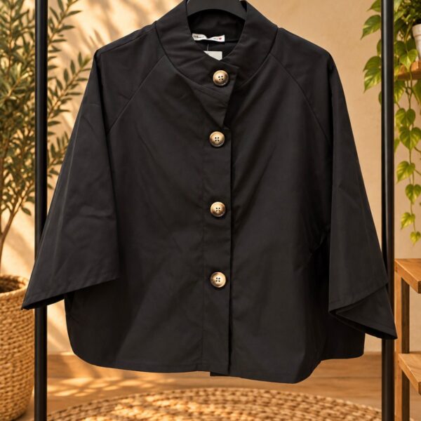 Gabardina manga francesa negra