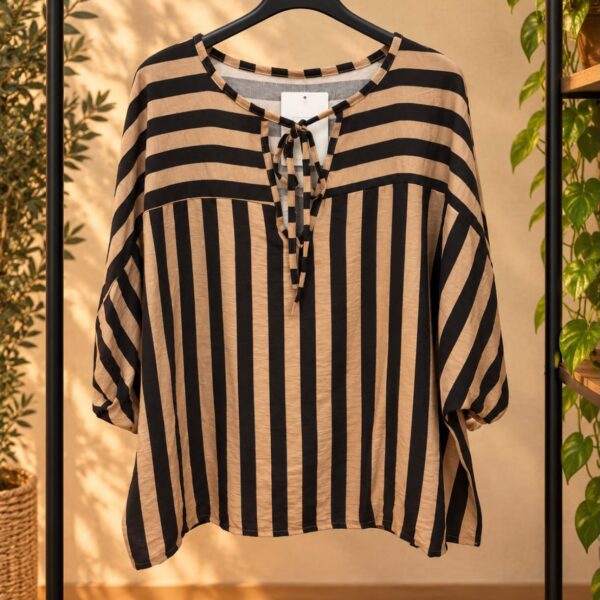 Camisa Raquel marrón negro/taupe
