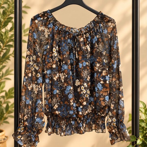 Camisa Lorea marrón/azul