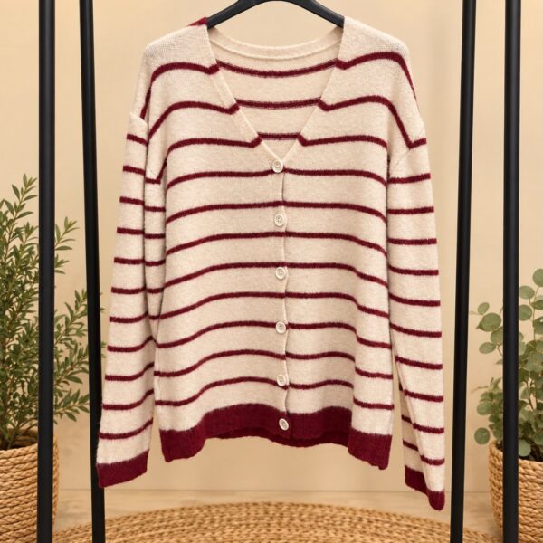 Cardigan René beige/burdeos
