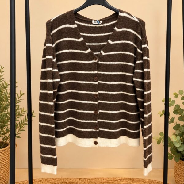 Cardigan René marrón/beige